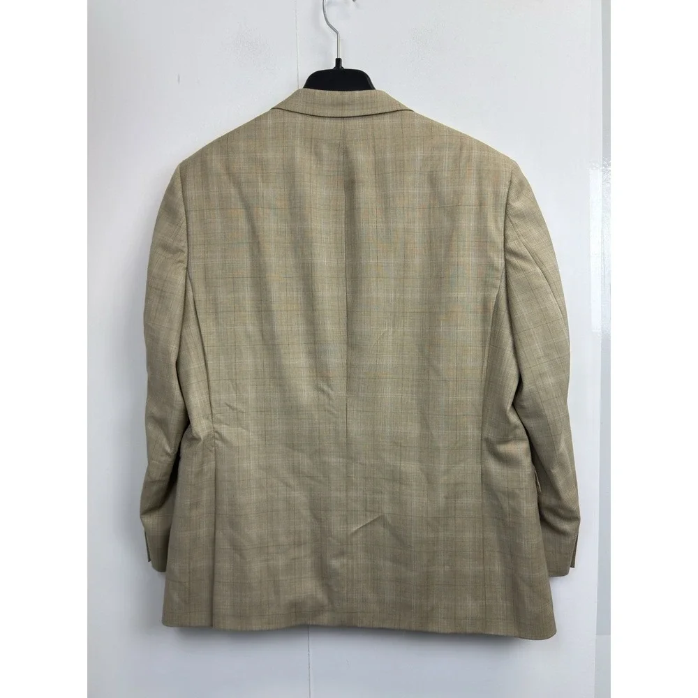Perry Ellis Portfolio Men's 42S Sport Coat Two Button 100% Wool‎ Beige Plaid